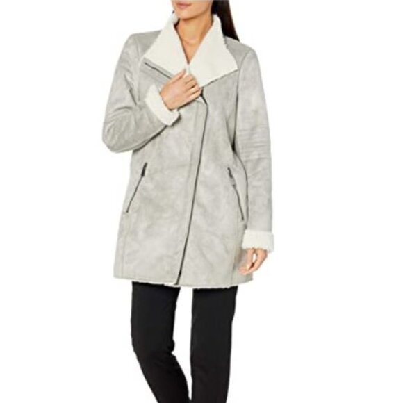 Calvin Klein Faux-Shearling Coat - Picture 1 of 12